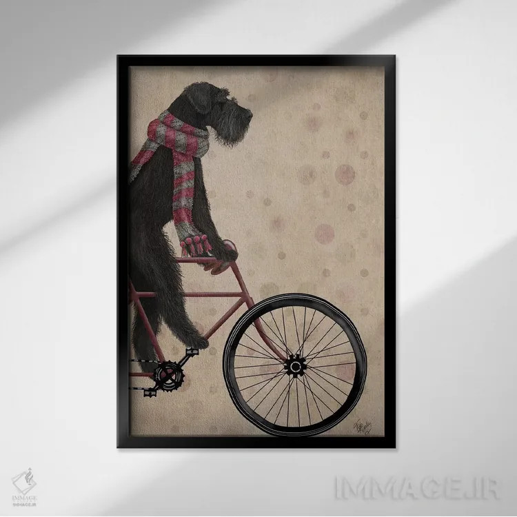 تابلو دکوراتیو اشناور سیاه روی دوچرخه اثر فب فانکی - نمای قابدار مشکی