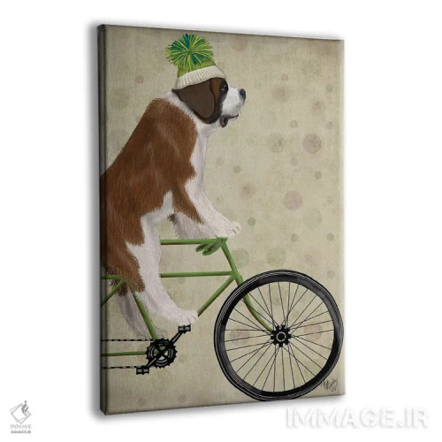 تابلو دکوراتیو سنت برنارد روی دوچرخه اثر فب فانکی - نمای پرسپکتیو محصول