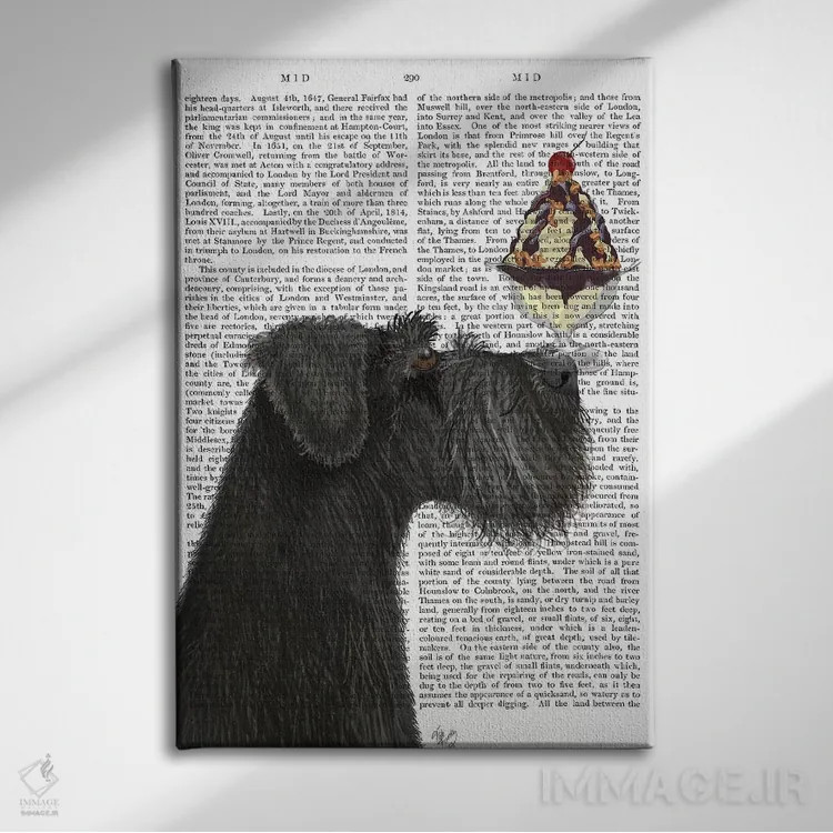 تابلو دکوراتیو اشناور سیاه و بستنی، پس زمینه چاپی اثر فب فانکی - نمای روبهرو روی دیوار