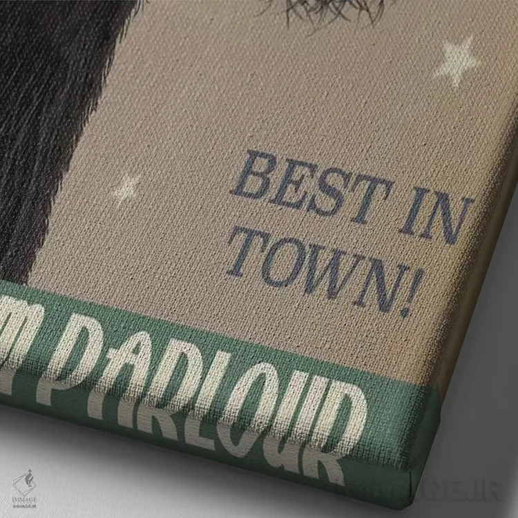 تابلو دکوراتیو اشناور سیاه و بستنی اثر فب فانکی - نمای نزدیک بافت بوم