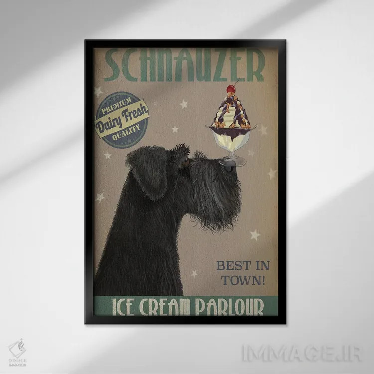 تابلو دکوراتیو اشناور سیاه و بستنی اثر فب فانکی - نمای قابدار مشکی