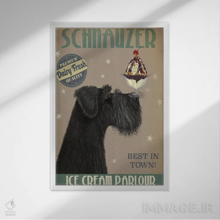 تابلو دکوراتیو اشناور سیاه و بستنی اثر فب فانکی - نمای قابدار سفید