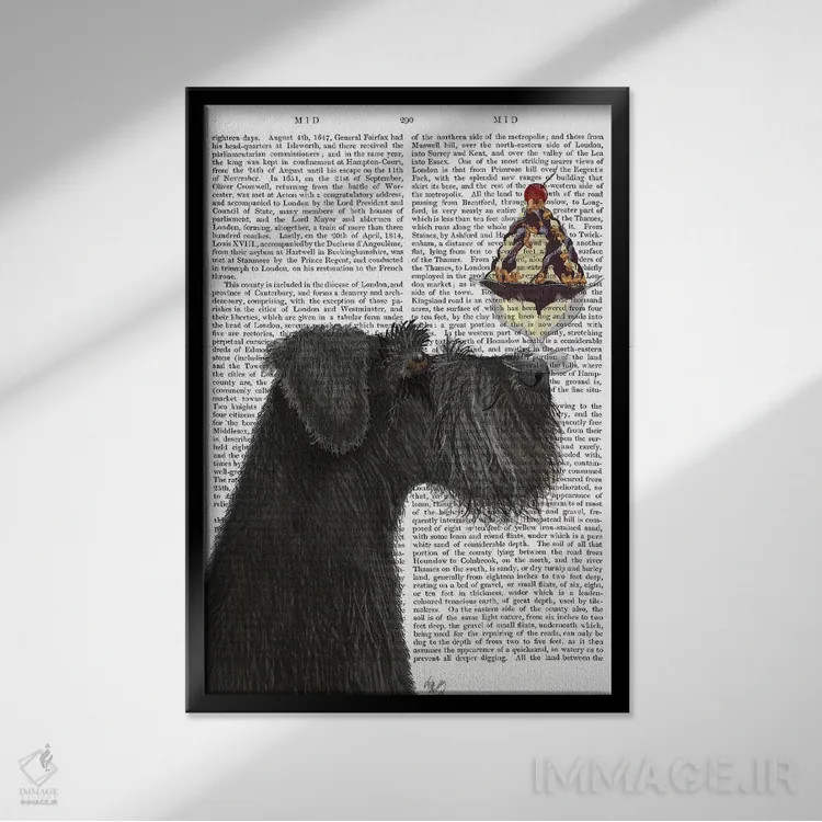 تابلو دکوراتیو اشناور سیاه و بستنی، پس زمینه چاپی اثر فب فانکی - نمای قابدار مشکی