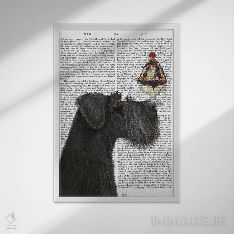 تابلو دکوراتیو اشناور سیاه و بستنی، پس زمینه چاپی اثر فب فانکی - نمای قابدار سفید