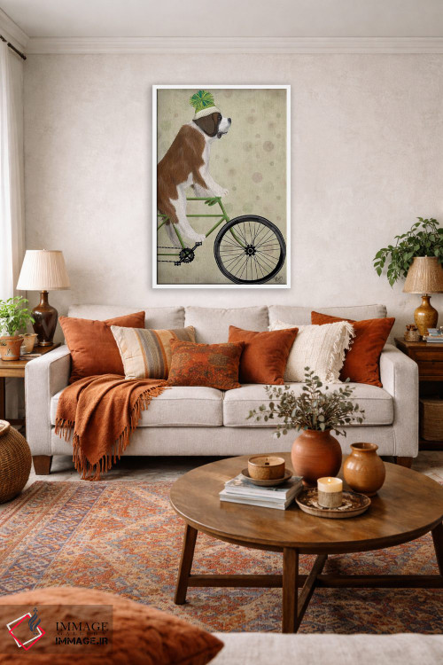 تابلو دکوراتیو سنت برنارد روی دوچرخه اثر فب فانکی - D1W