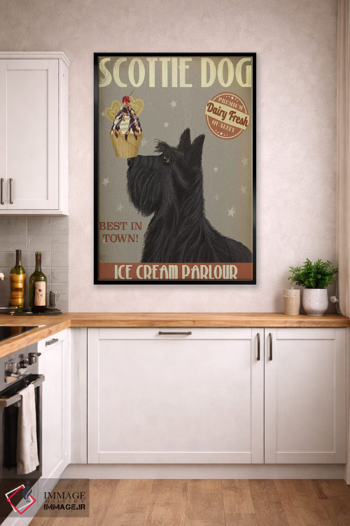 تابلو دکوراتیو تریر اسکاتلندی و بستنی اثر فب فانکی - D2B