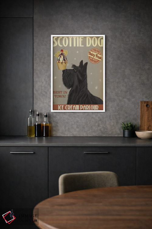 تابلو دکوراتیو تریر اسکاتلندی و بستنی اثر فب فانکی - D1W