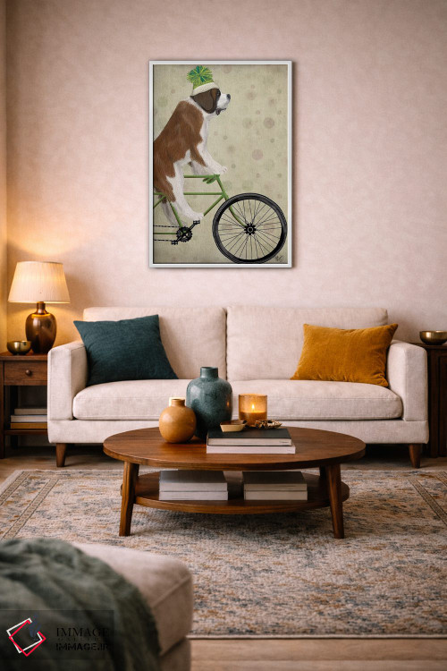 تابلو دکوراتیو سنت برنارد روی دوچرخه اثر فب فانکی - D2W