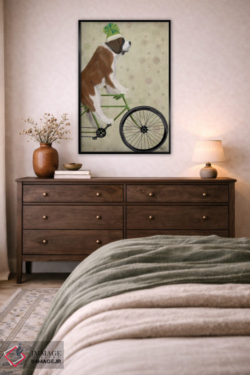 تابلو دکوراتیو سنت برنارد روی دوچرخه اثر فب فانکی - D3B