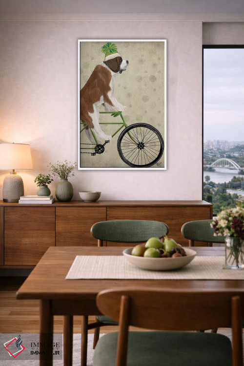 تابلو دکوراتیو سنت برنارد روی دوچرخه اثر فب فانکی - D6W