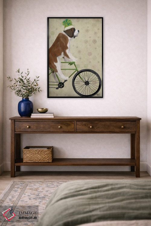 تابلو دکوراتیو سنت برنارد روی دوچرخه اثر فب فانکی - D4B