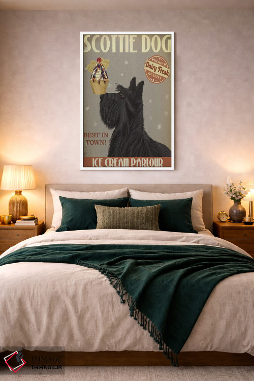 تابلو دکوراتیو تریر اسکاتلندی و بستنی اثر فب فانکی - D4W