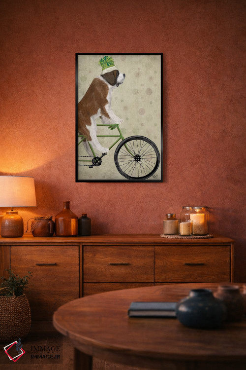 تابلو دکوراتیو سنت برنارد روی دوچرخه اثر فب فانکی - D5B