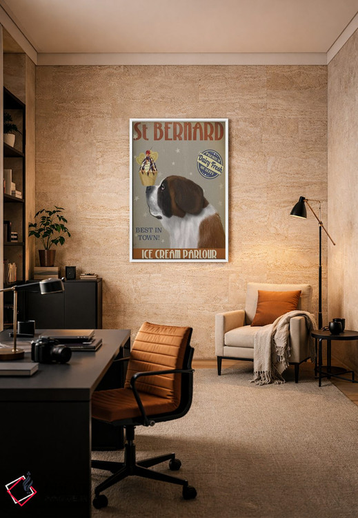 تابلو دکوراتیو سنت برنارد و بستنی اثر فب فانکی - D3W