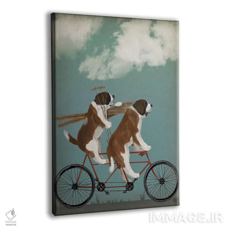 تابلو دکوراتیو سنت برنارد روی دوچرخه دونفره اثر فب فانکی - نمای پرسپکتیو محصول