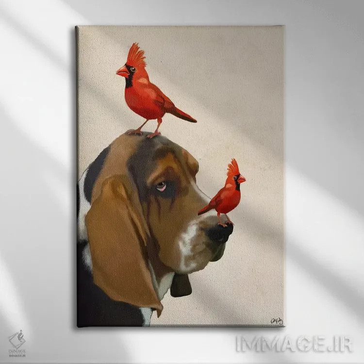 تابلو دکوراتیو بست هاند و پرندگان اثر فب فانکی - نمای روبهرو روی دیوار