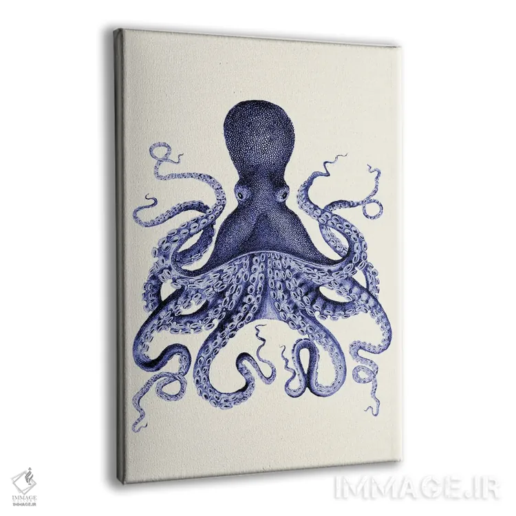تابلو دکوراتیو اختاپوس آبی ۱ اثر فب فانکی - نمای پرسپکتیو محصول