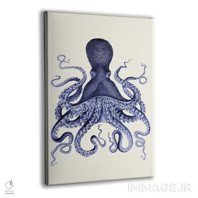 تابلو دکوراتیو اختاپوس آبی ۱ اثر فب فانکی - نمای پرسپکتیو محصول