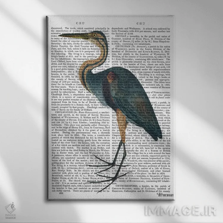 تابلو دکوراتیو حواصیل آبی ۳ اثر فب فانکی - نمای روبهرو روی دیوار