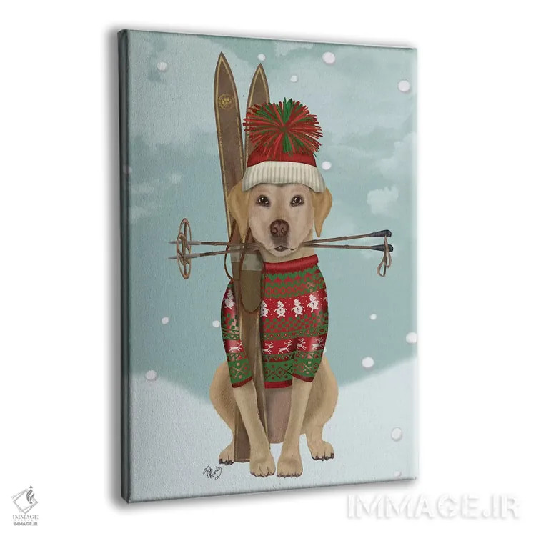 تابلو دکوراتیو لابرادور زرد اسکی باز اثر فب فانکی - نمای پرسپکتیو محصول