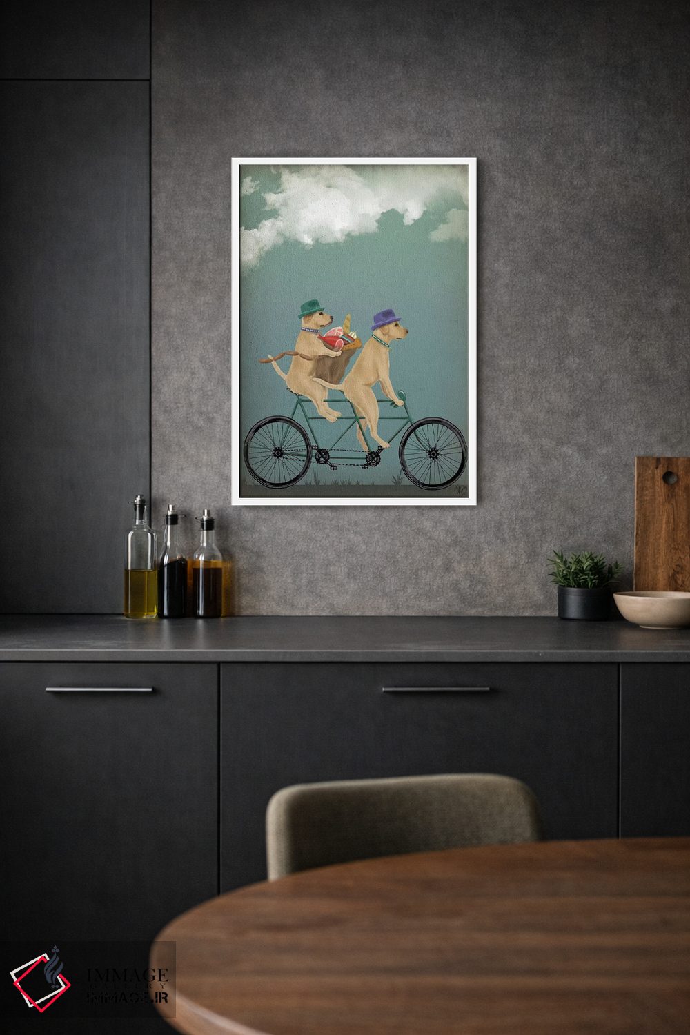 تابلو دکوراتیو لابرادور زرد روی دوچرخه دونفره اثر فب فانکی - D1W