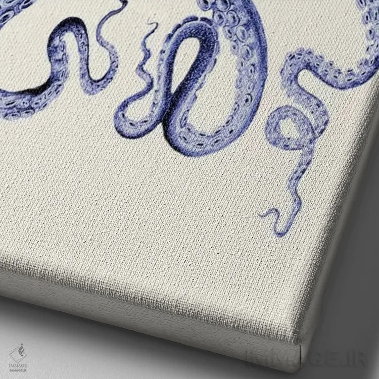 تابلو دکوراتیو اختاپوس آبی ۱ اثر فب فانکی - نمای نزدیک بافت بوم