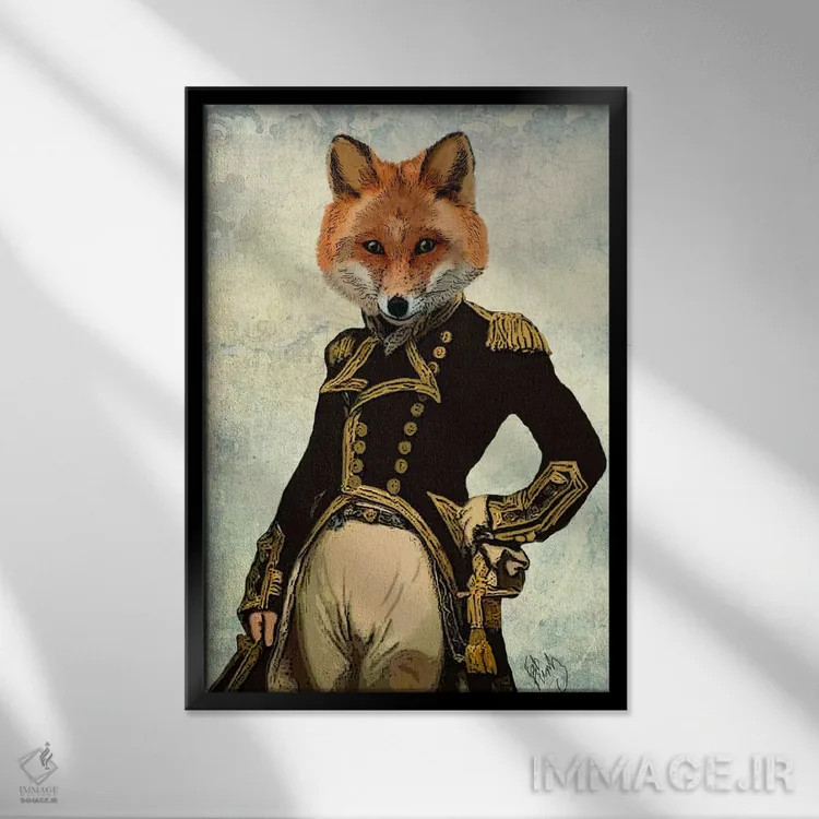 تابلو دکوراتیو روباه دریاسالار اثر فب فانکی - نمای قابدار مشکی