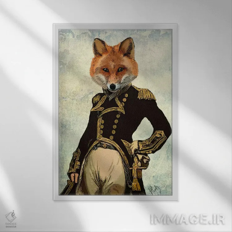 تابلو دکوراتیو روباه دریاسالار اثر فب فانکی - نمای قابدار سفید
