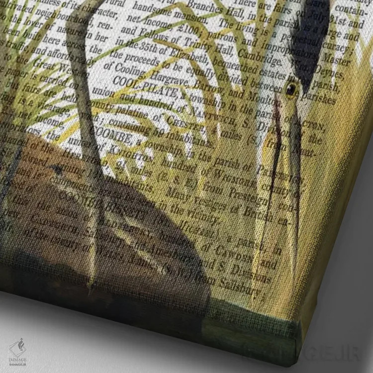 تابلو دکوراتیو حواصیل آبی ۱ اثر فب فانکی - نمای نزدیک بافت بوم