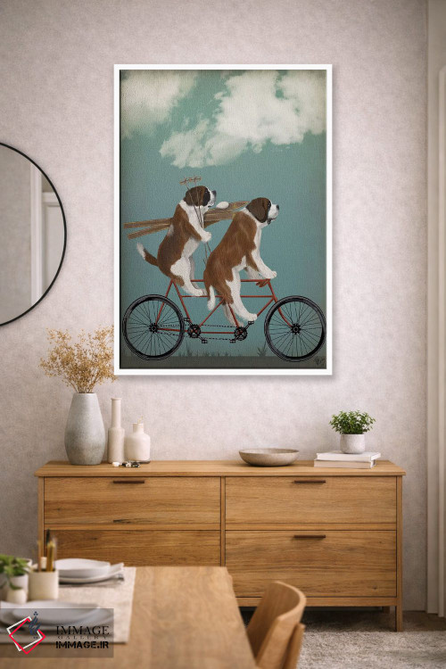 تابلو دکوراتیو سنت برنارد روی دوچرخه دونفره اثر فب فانکی - D1W