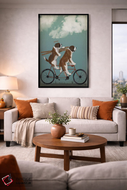 تابلو دکوراتیو سنت برنارد روی دوچرخه دونفره اثر فب فانکی - D2B