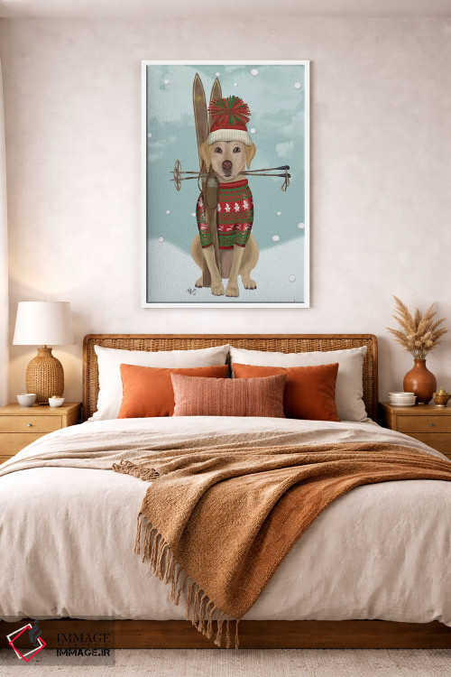 تابلو دکوراتیو لابرادور زرد اسکی باز اثر فب فانکی - D2W