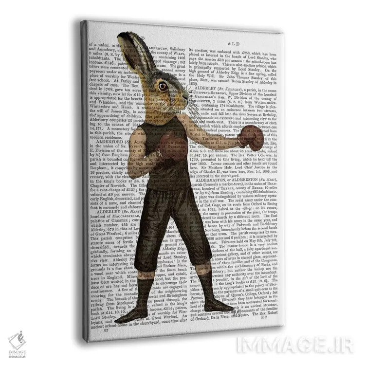 تابلو دکوراتیو خرگوش مشت زن اثر فب فانکی - نمای پرسپکتیو محصول