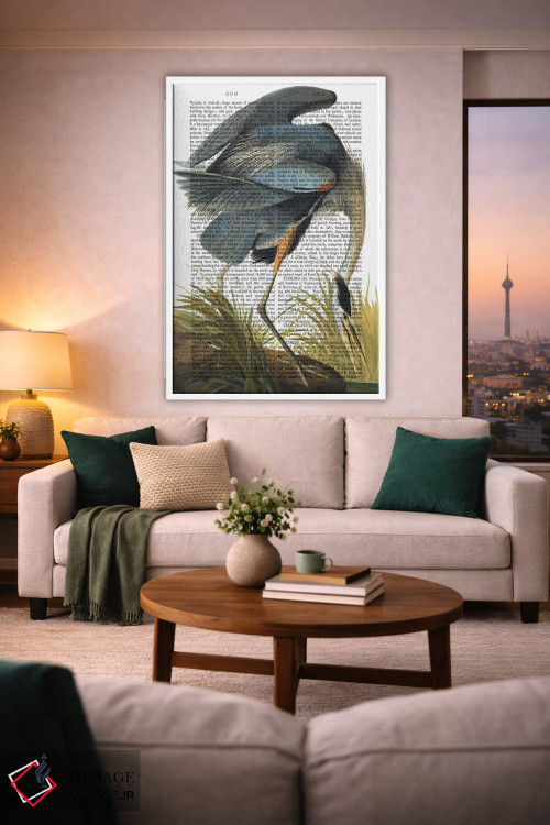 تابلو دکوراتیو حواصیل آبی ۱ اثر فب فانکی - D1W