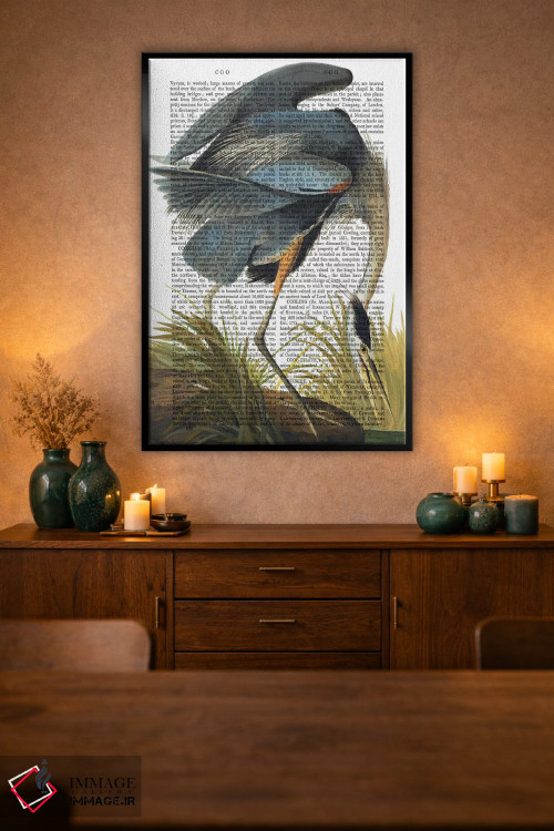 تابلو دکوراتیو حواصیل آبی ۱ اثر فب فانکی - D2B