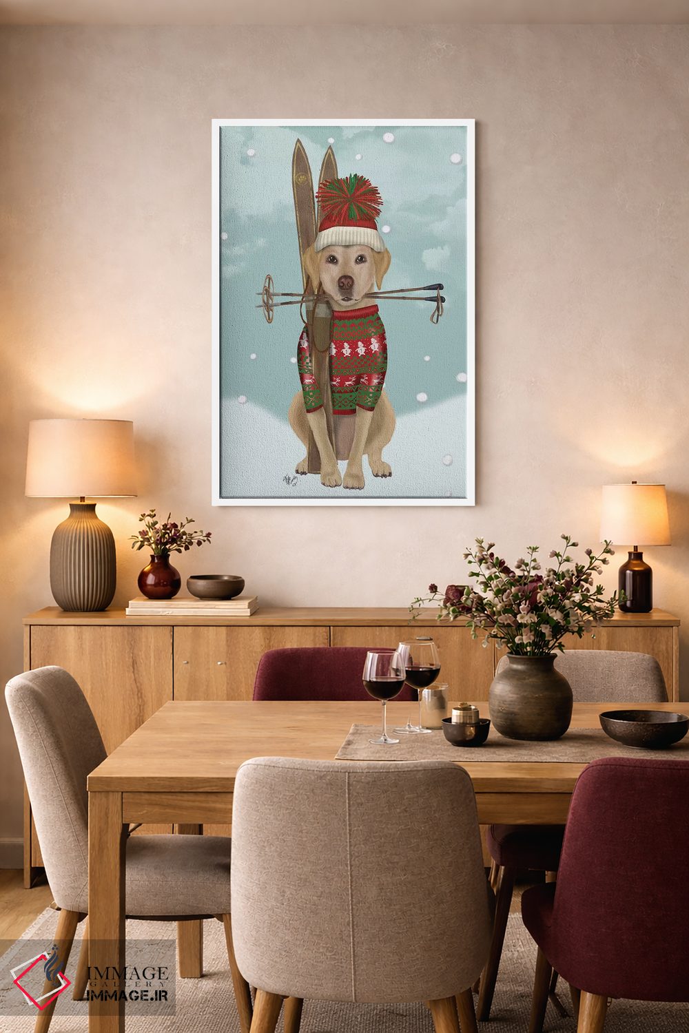 تابلو دکوراتیو لابرادور زرد اسکی باز اثر فب فانکی - D4W