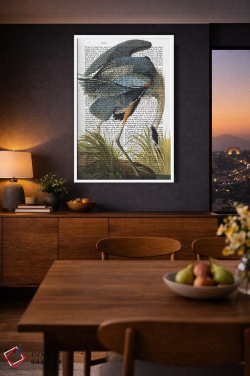 تابلو دکوراتیو حواصیل آبی ۱ اثر فب فانکی - D4W