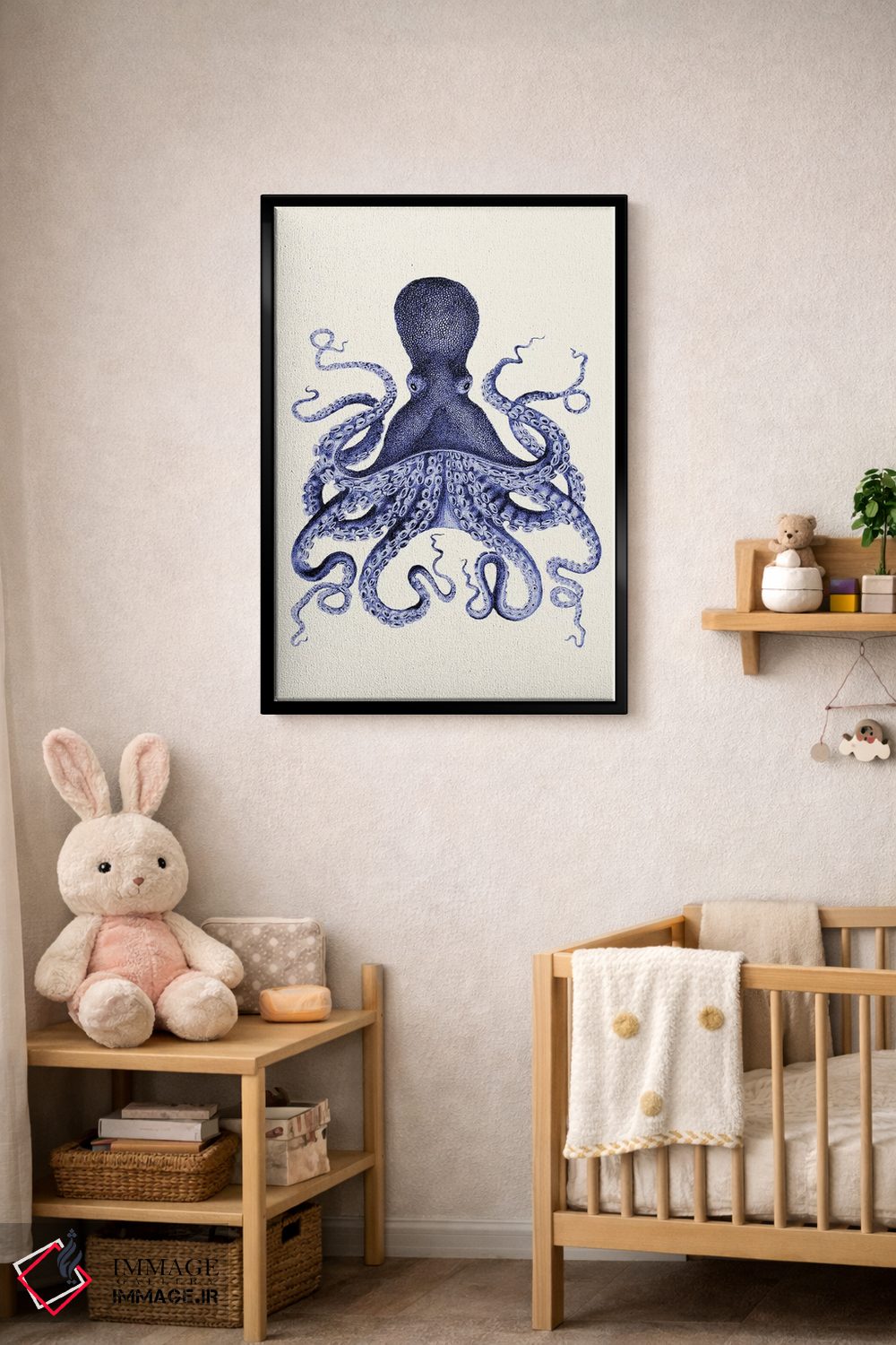 تابلو دکوراتیو اختاپوس آبی ۱ اثر فب فانکی - D5B