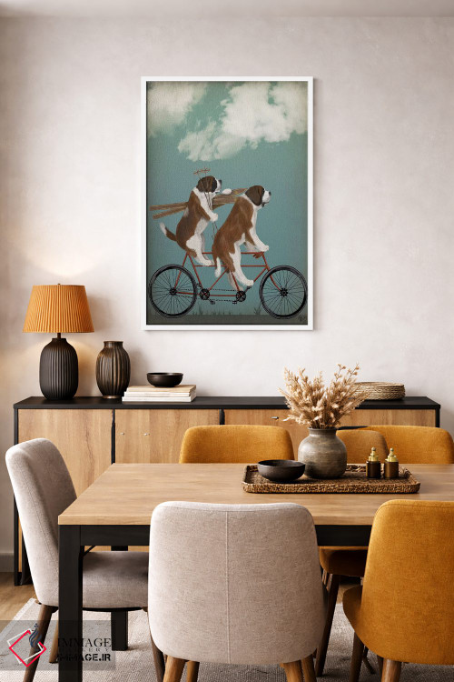 تابلو دکوراتیو سنت برنارد روی دوچرخه دونفره اثر فب فانکی - D5W