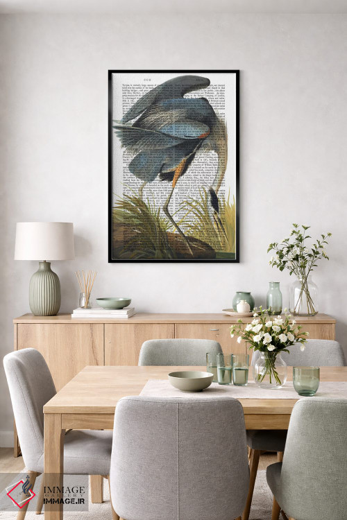 تابلو دکوراتیو حواصیل آبی ۱ اثر فب فانکی - D6B