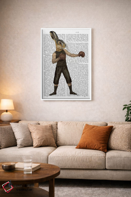 تابلو دکوراتیو خرگوش مشت زن اثر فب فانکی - D1W