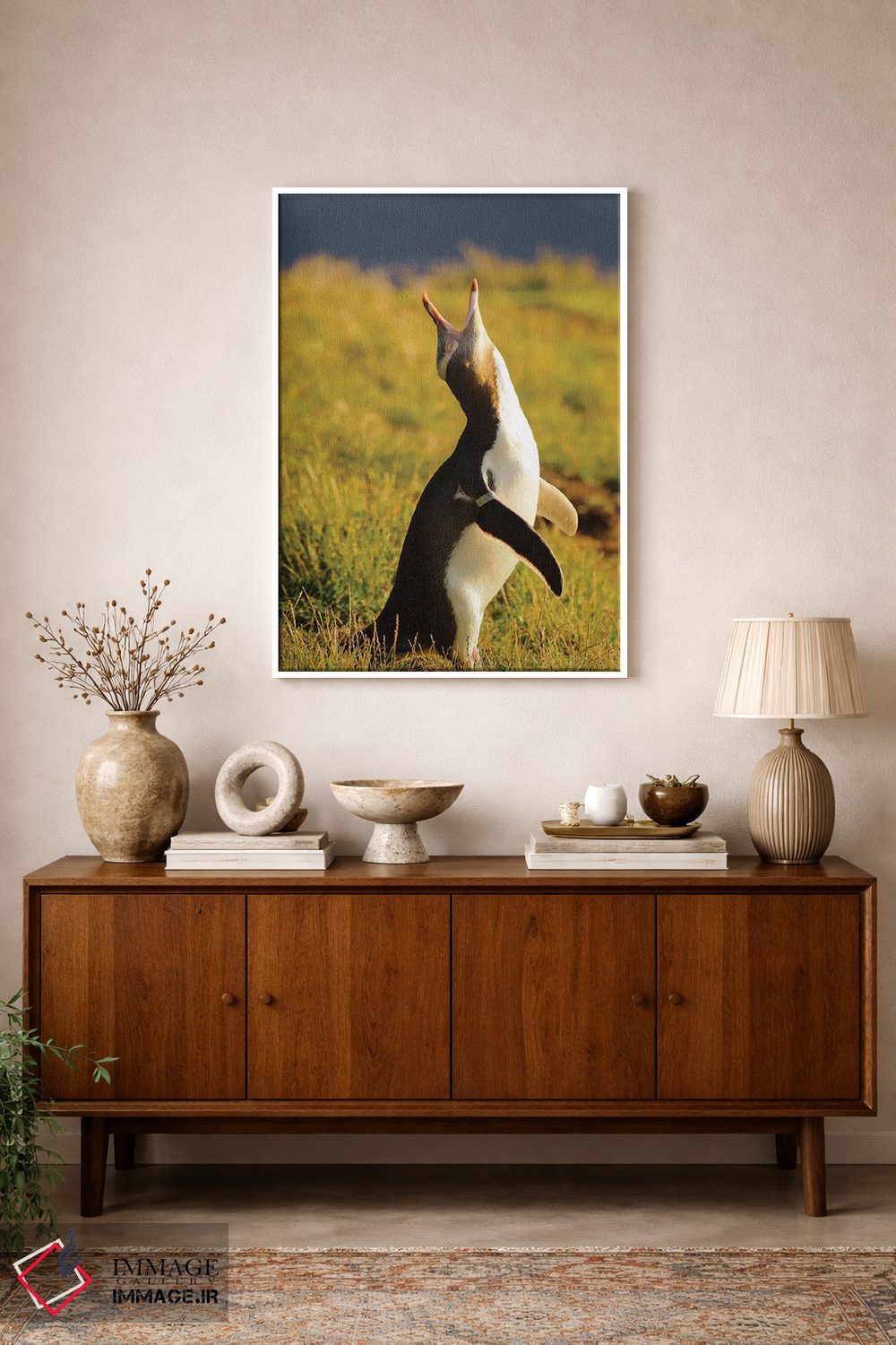 تابلو دکوراتیو پنگوئن چشم زرد، منطقه کاتیکی پوینت، اوتاگو، جزیره جنوبی، ن… اثر فردریک نورسل - D1W