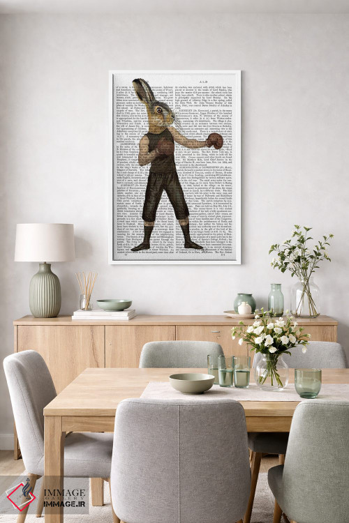 تابلو دکوراتیو خرگوش مشت زن اثر فب فانکی - D3W