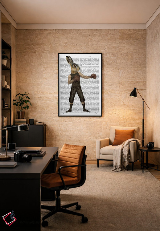 تابلو دکوراتیو خرگوش مشت زن اثر فب فانکی - D5B