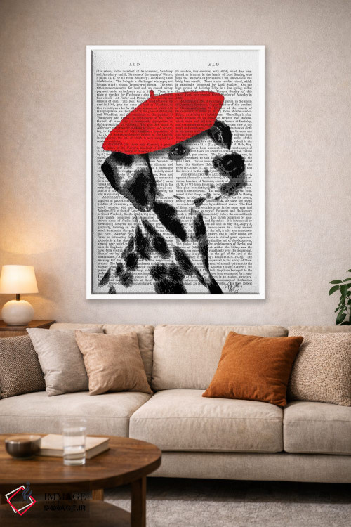 تابلو دکوراتیو دالماتین با بریت قرمز ۲ اثر فب فانکی - D1W