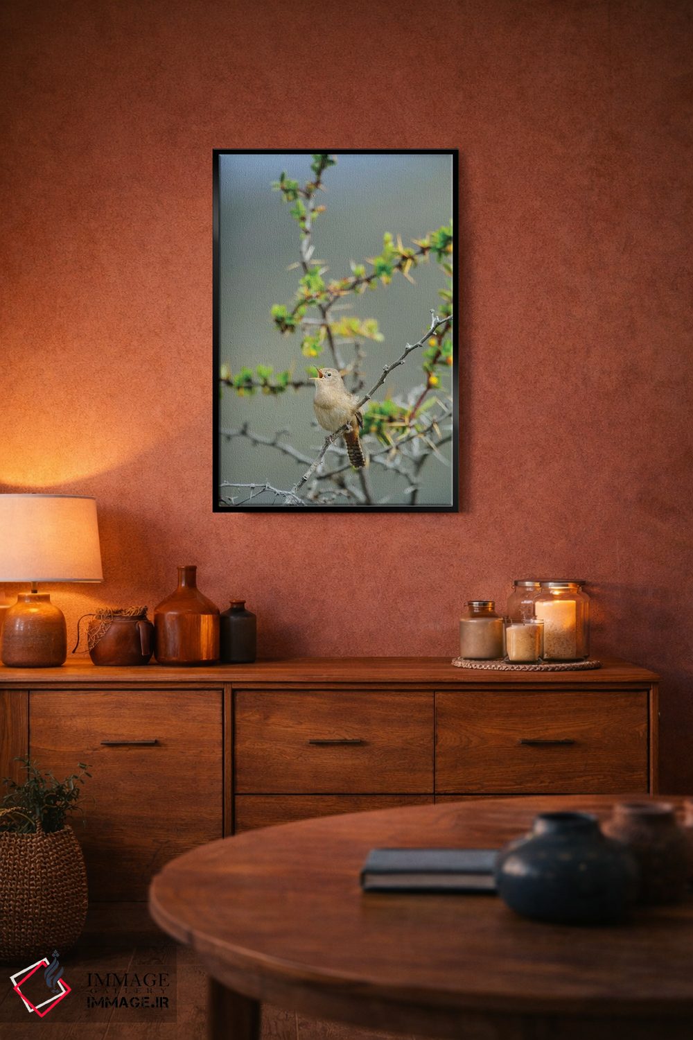 تابلو دکوراتیو شیلی، آیسن، دره چاکابوکو. فنچ جنگلی در پارک پاتاگونیا اثر فردریک نورسل - D4B