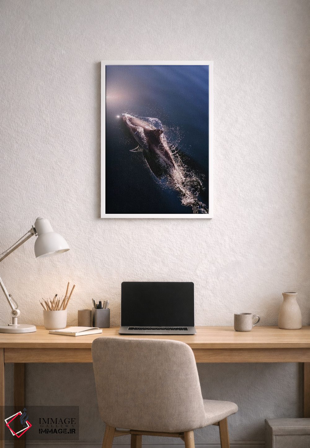 تابلو دکوراتیو شیلی، پاتاگونیا، منطقه ی دریاچه ها. دلفین پیل در استرو کاو… اثر فردریک نورسل - D1W