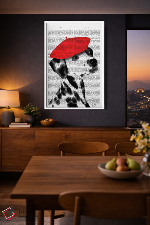 تابلو دکوراتیو دالماتین با بریت قرمز ۲ اثر فب فانکی - D3W