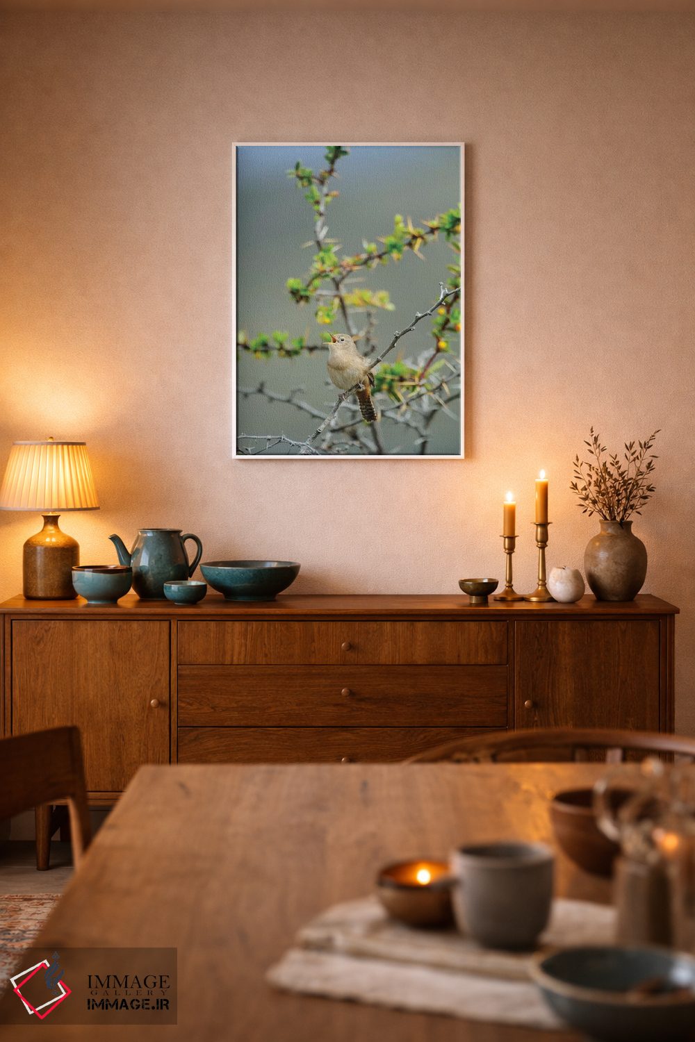 تابلو دکوراتیو شیلی، آیسن، دره چاکابوکو. فنچ جنگلی در پارک پاتاگونیا اثر فردریک نورسل - D6W