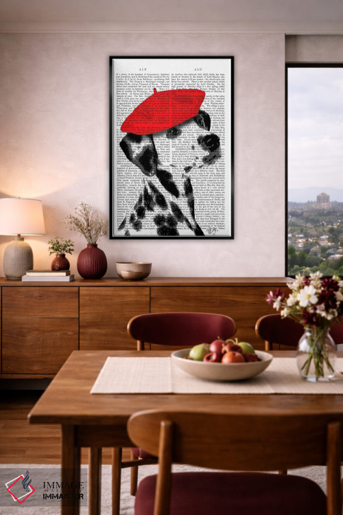 تابلو دکوراتیو دالماتین با بریت قرمز ۲ اثر فب فانکی - D5B